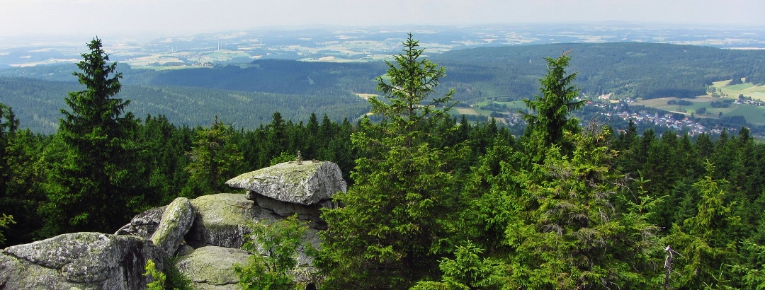 View from the landmark rock towards Bischofsgrün